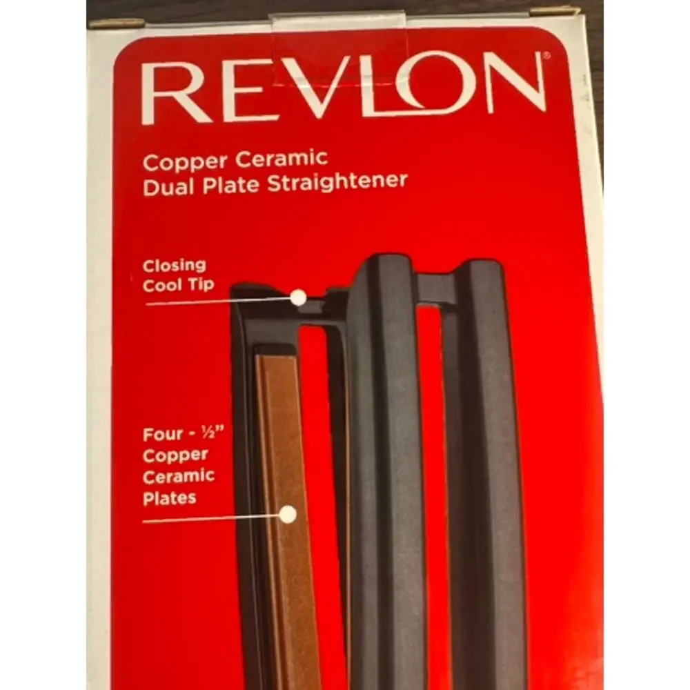 Revlon Copper Ceramic Dual Plate Hair Straightener 1½ inch Iron, Dual‎ Voltage